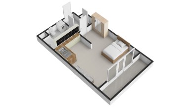 Pronájem krásného bytu 1+kk 38 m2/PS/S, ul. Randova, Praha 5 - Smíchov.